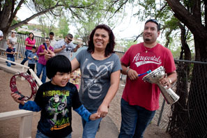 REEL FATHERS--Dads and Kids Night musical parade: Dad, daughter and mom with instruments